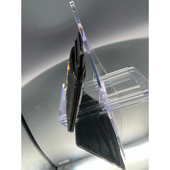 SAINT LAURENT Black Matelassé Grained Calfskin Leather w/Chevron Quilting $380 - Picture 5 of 8